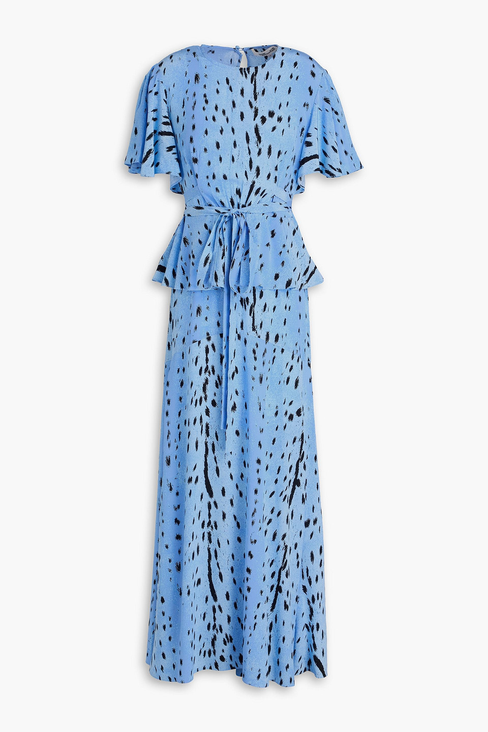 Diane Von Furstenberg Levana Printed Crepe Peplum Maxi Dress In Blue