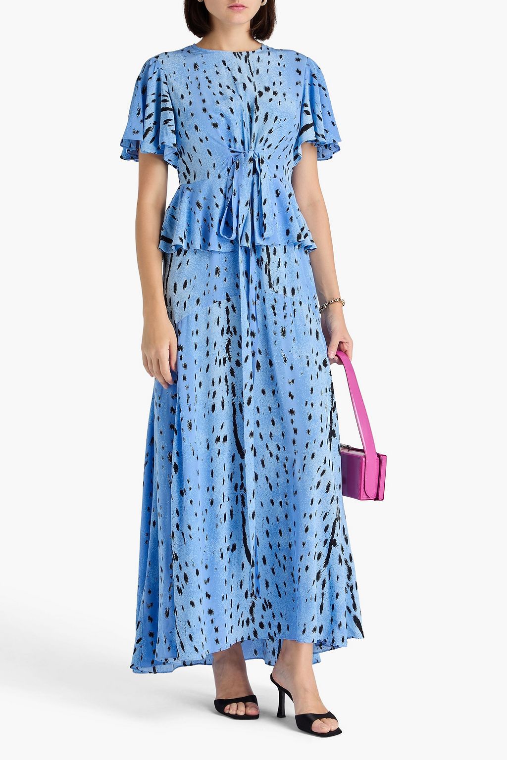 DIANE VON FURSTENBERG Levana printed crepe peplum maxi dress