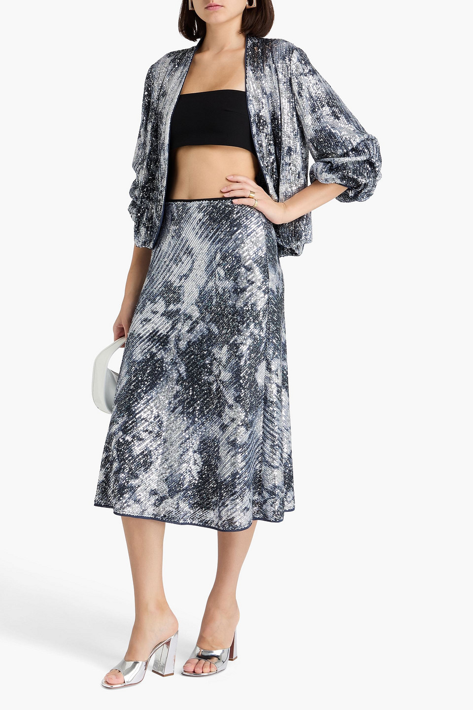 Diane Von Furstenberg Araminta Sequin-embellished Printed Tulle Midi Skirt In Multi