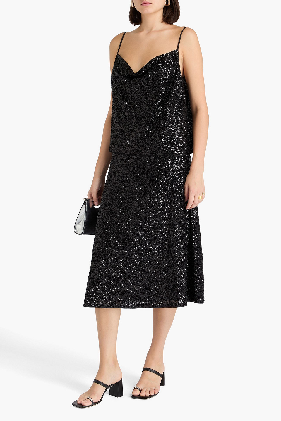 Diane Von Furstenberg Araminta Sequined High-rise Midi Skirt In Black