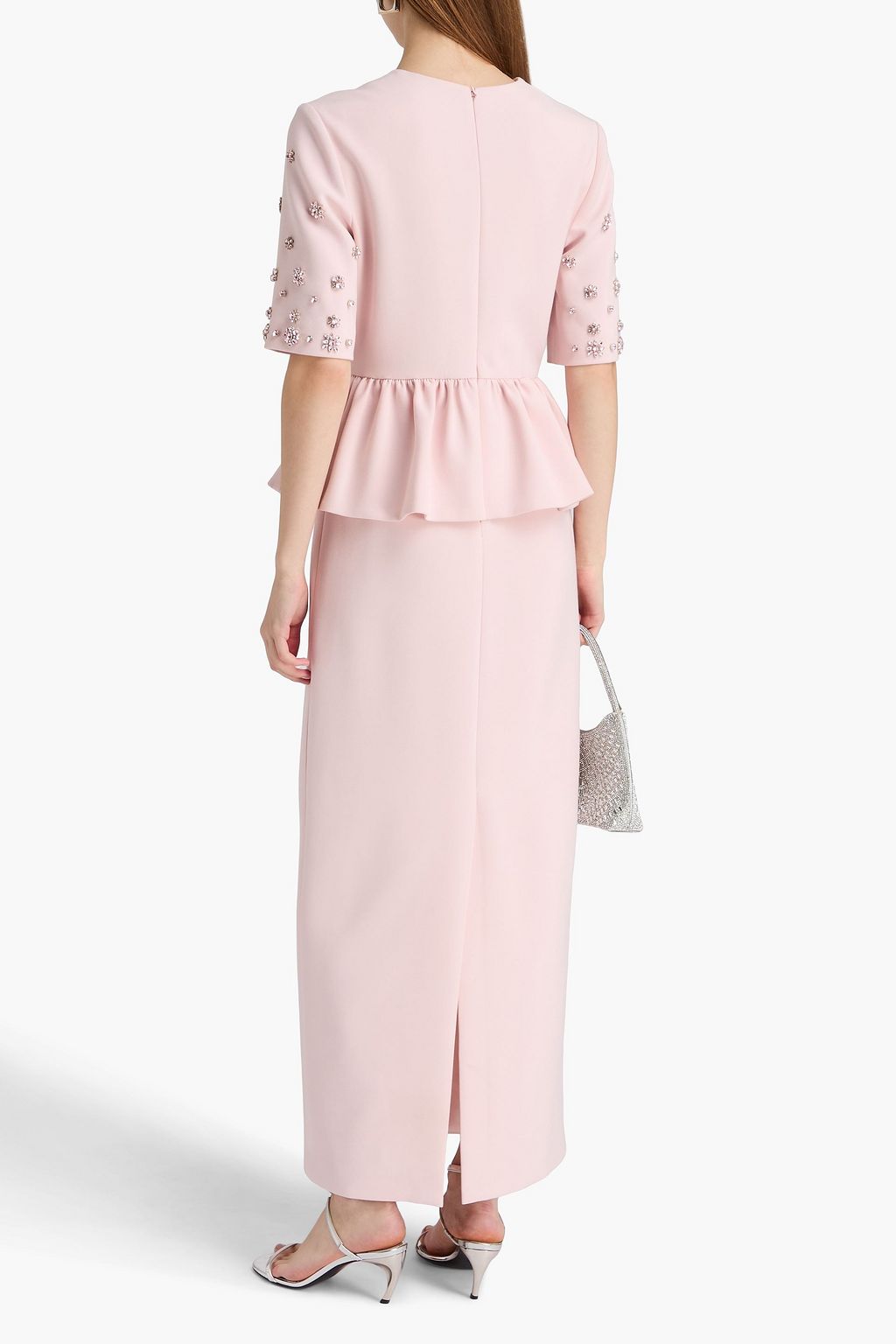 HUISHAN ZHANG Crystal-embellished crepe peplum gown