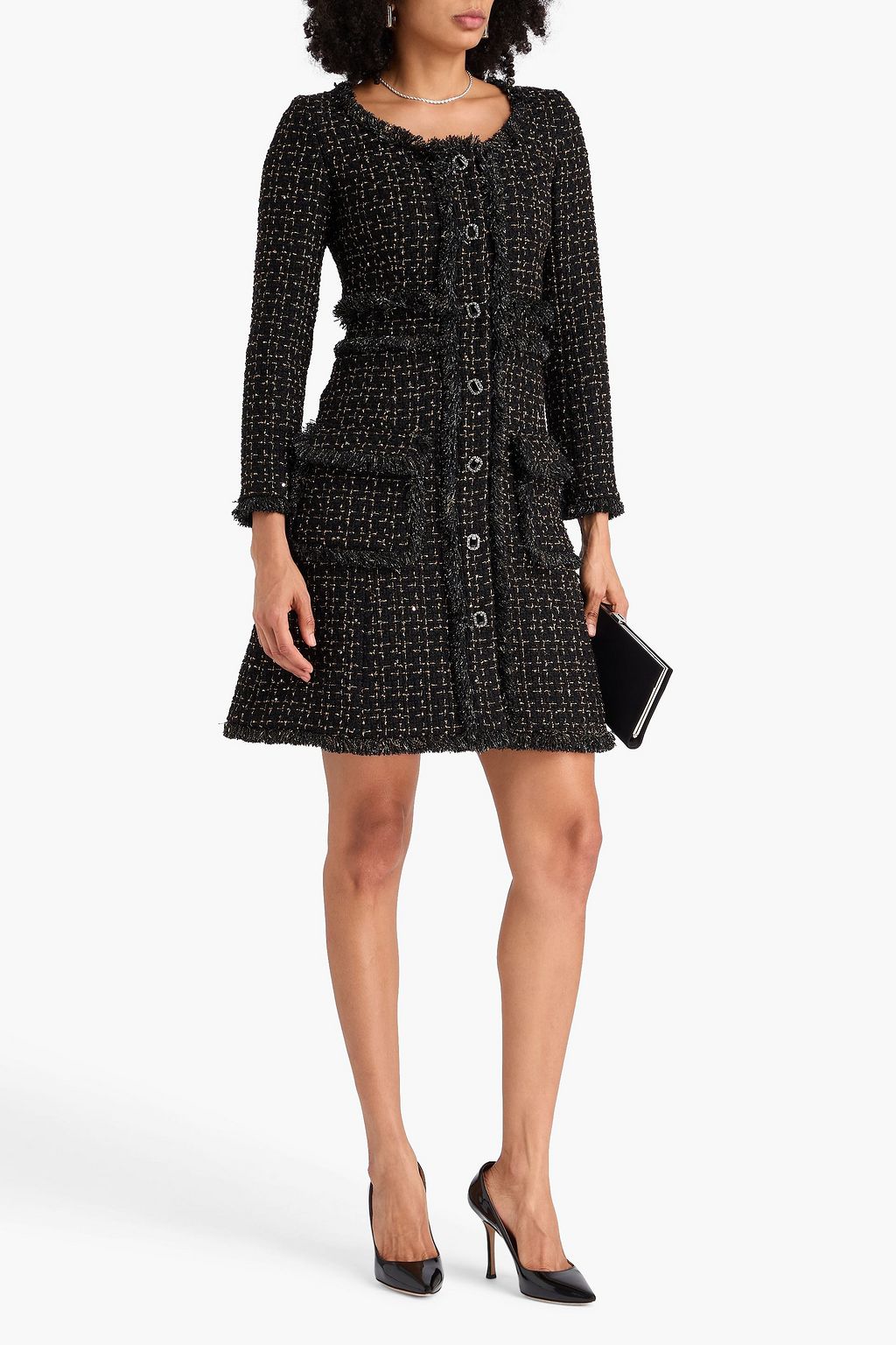 HUISHAN ZHANG Natasha sequin-embellished metallic tweed mini dress