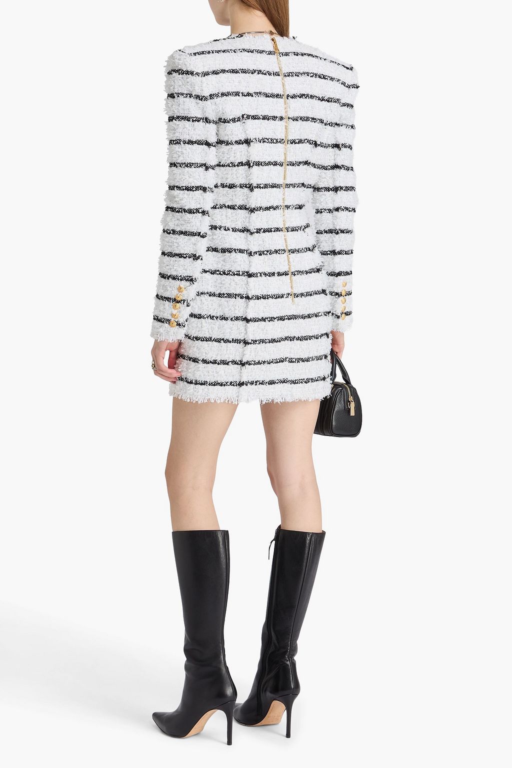 BALMAIN Minikleid aus Tweed mit Streifen und Metallic-Effekt
