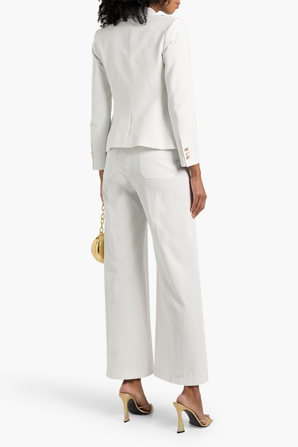 Frame The Seersucker Smart Blazer In White