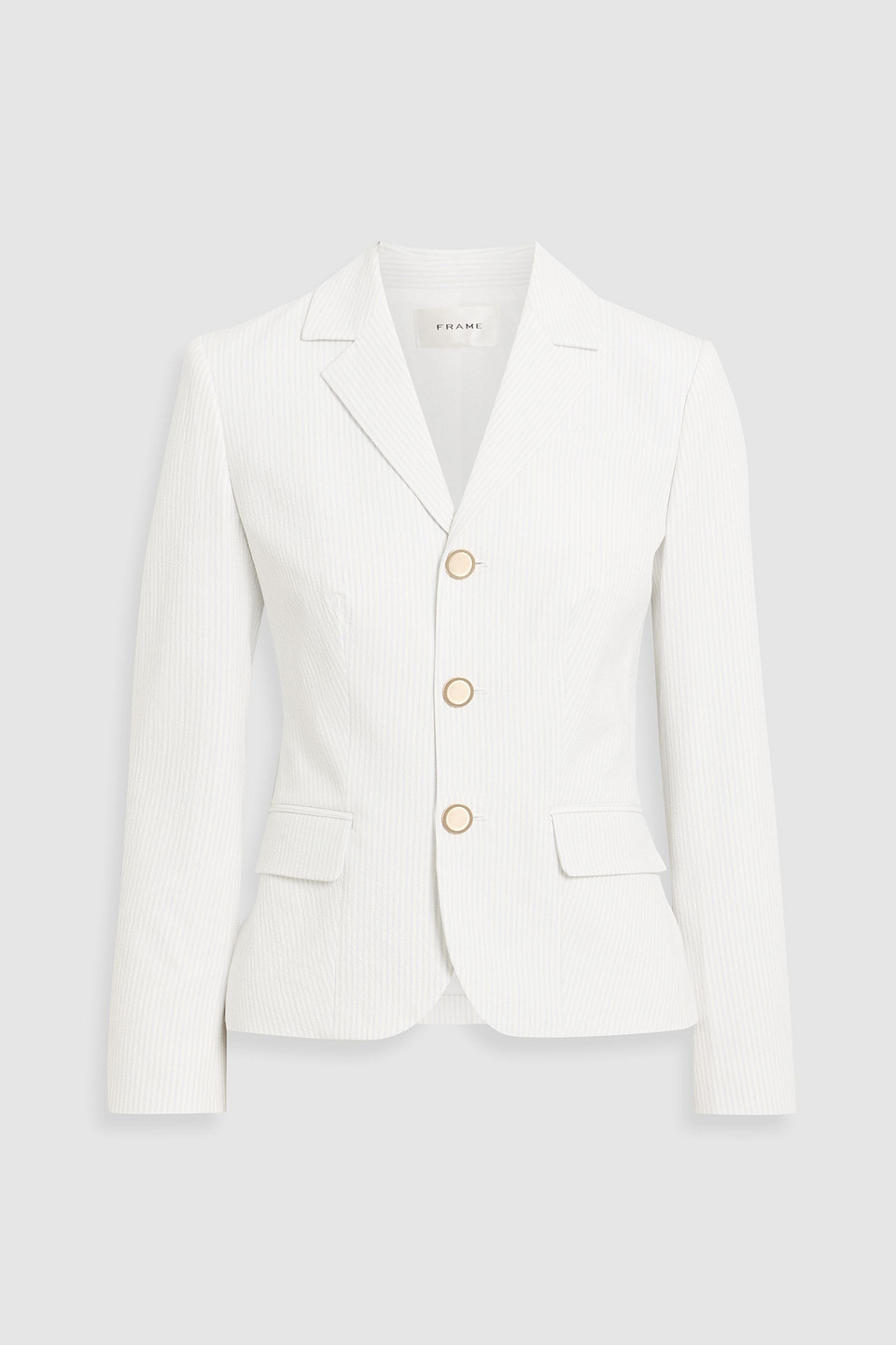 Frame The Seersucker Smart Blazer In White