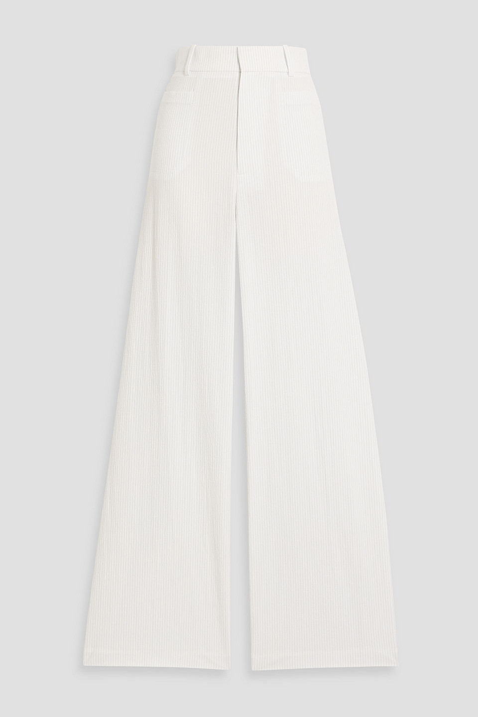 Frame Le Slim Palazzo Striped Seersucker Wide-leg Pants In White