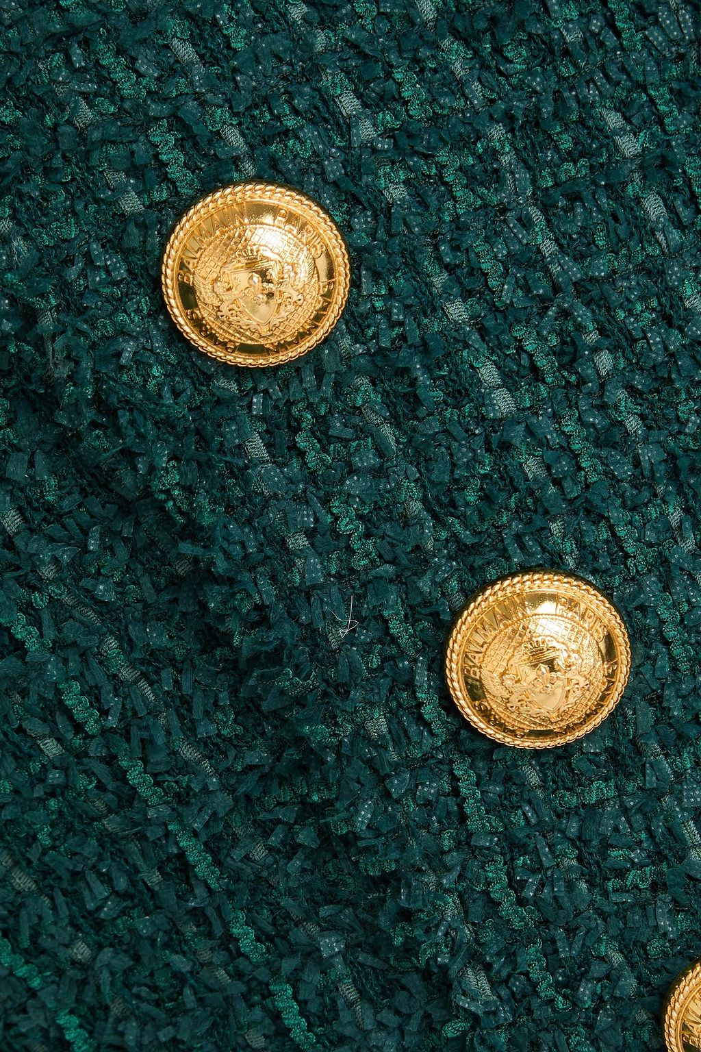 BALMAIN بلوزة قصيرة من التويد بتصميم مزركش
