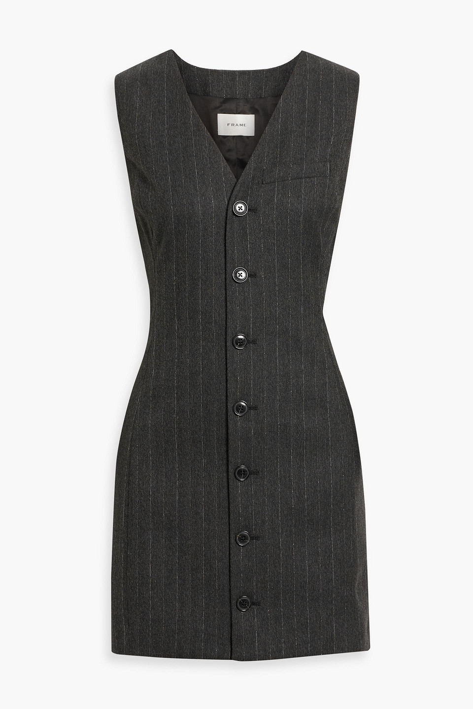 Frame Metallic Pinstriped Woven Mini Dress In Gray