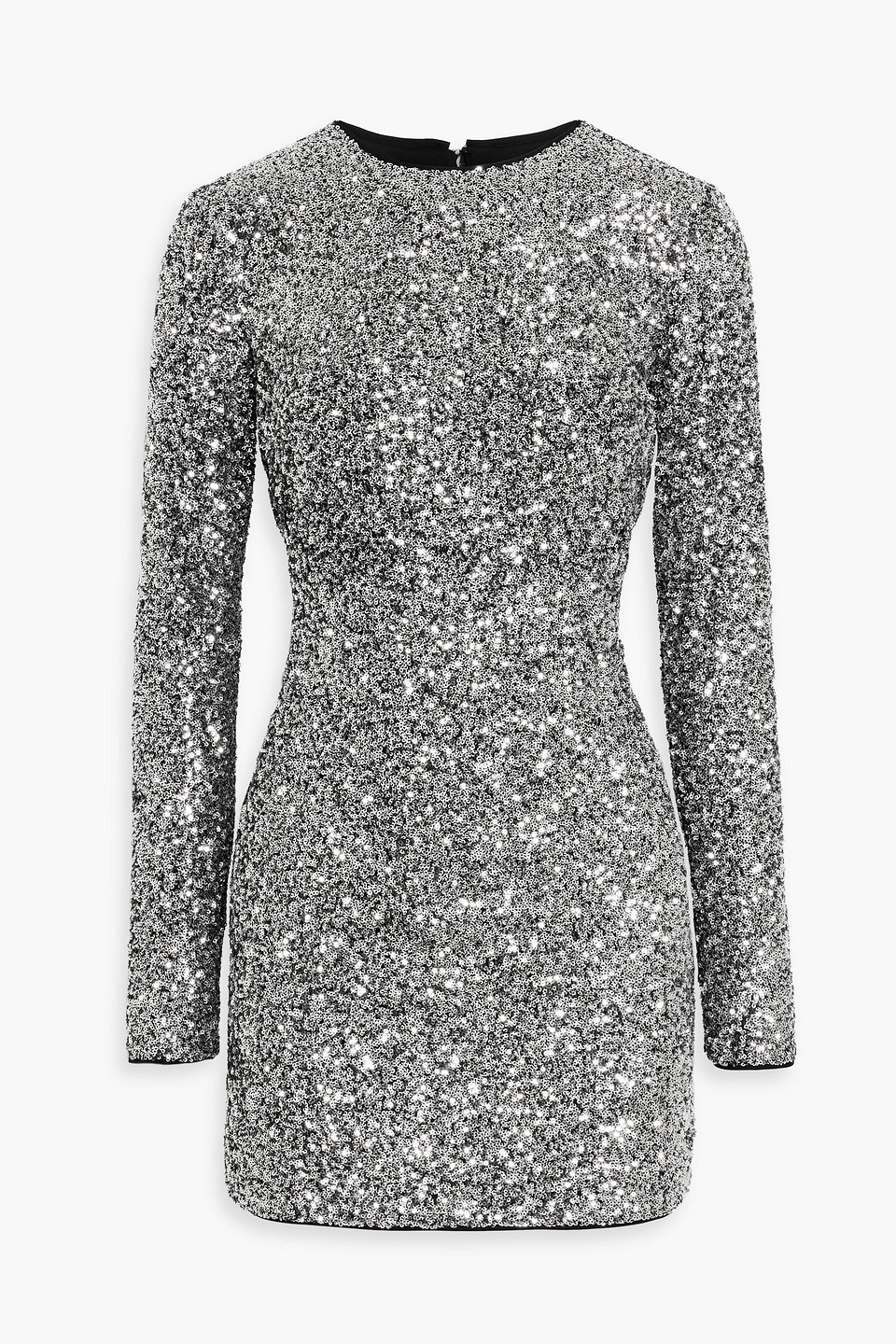 Frame Sequined Tulle Mini Dress In Silver