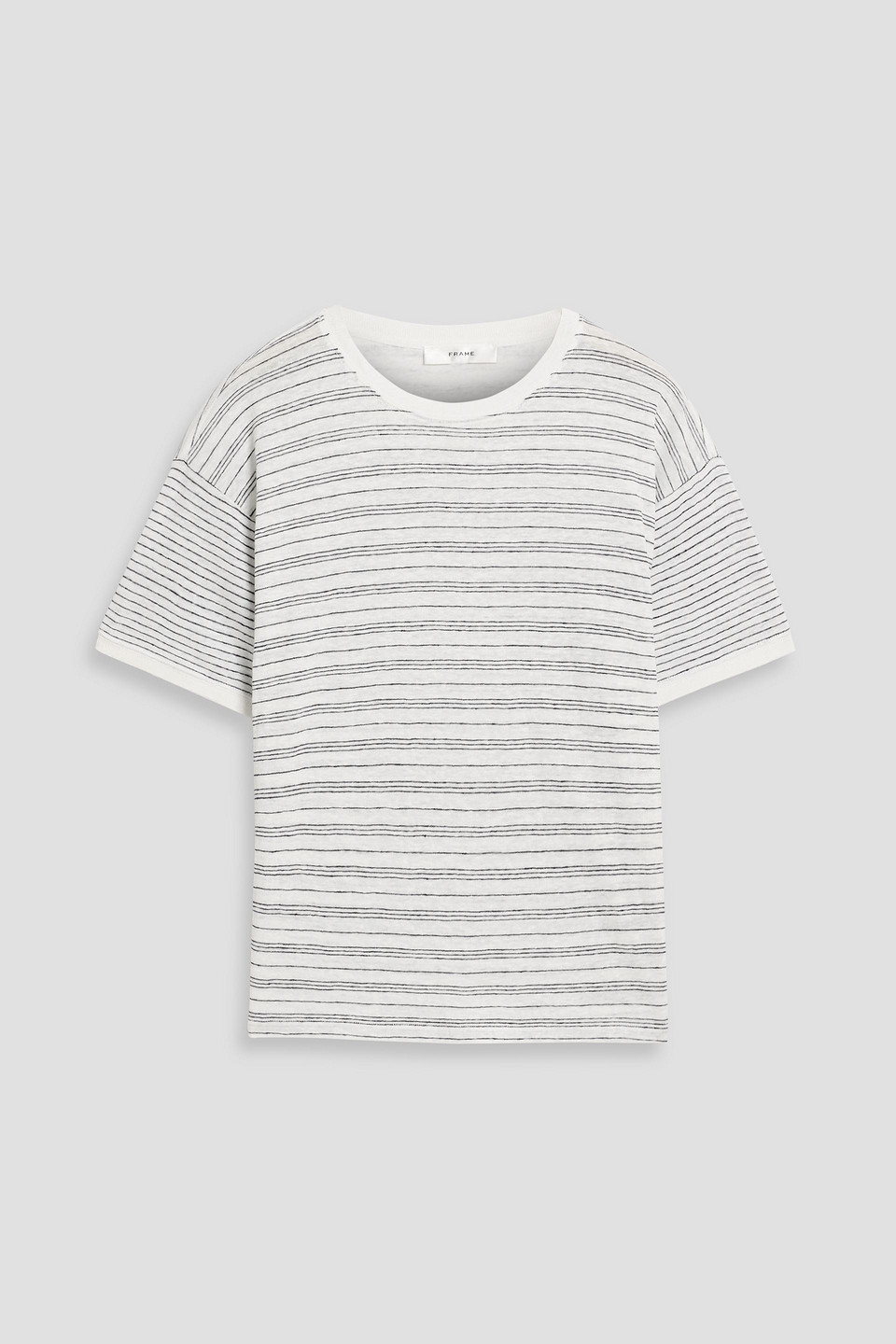 Frame Striped Linen-jersey T-shirt In White