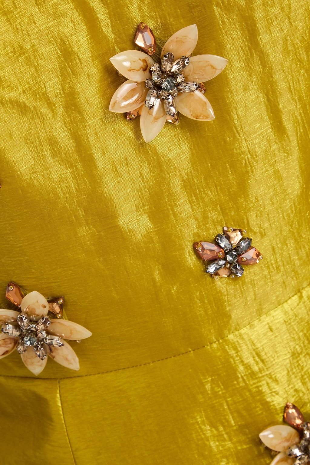 HUISHAN ZHANG Strapless floral-appliquéd taffeta maxi dress