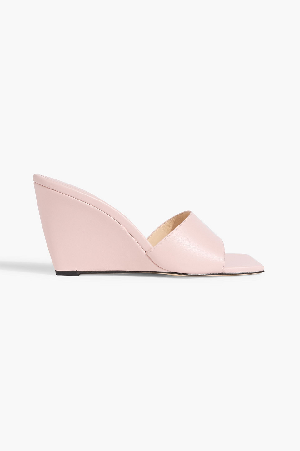 Wandler Gaia Leather Wedge Mules In Pink