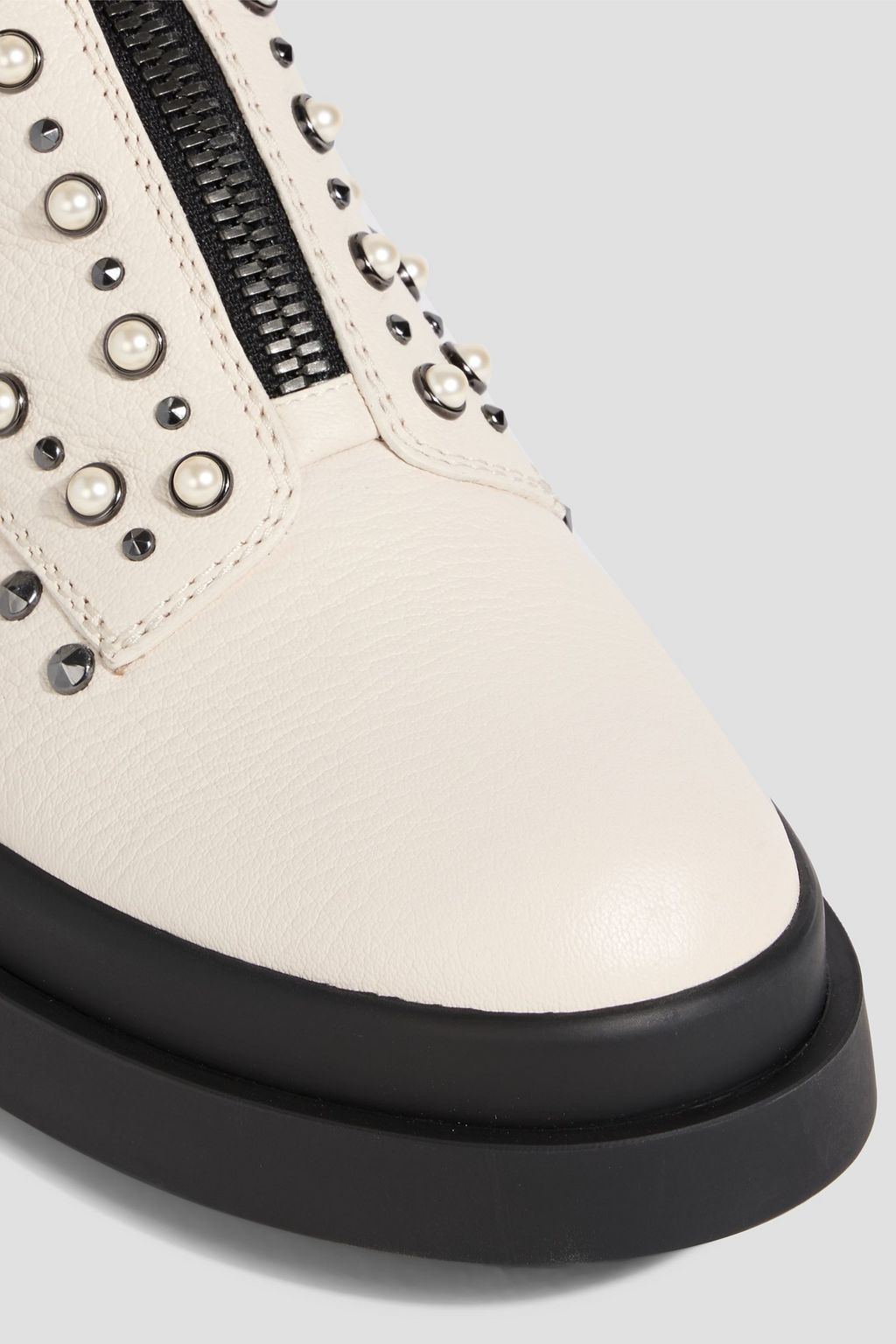 JIMMY CHOO Nola embellished pebbled-leather combat boots