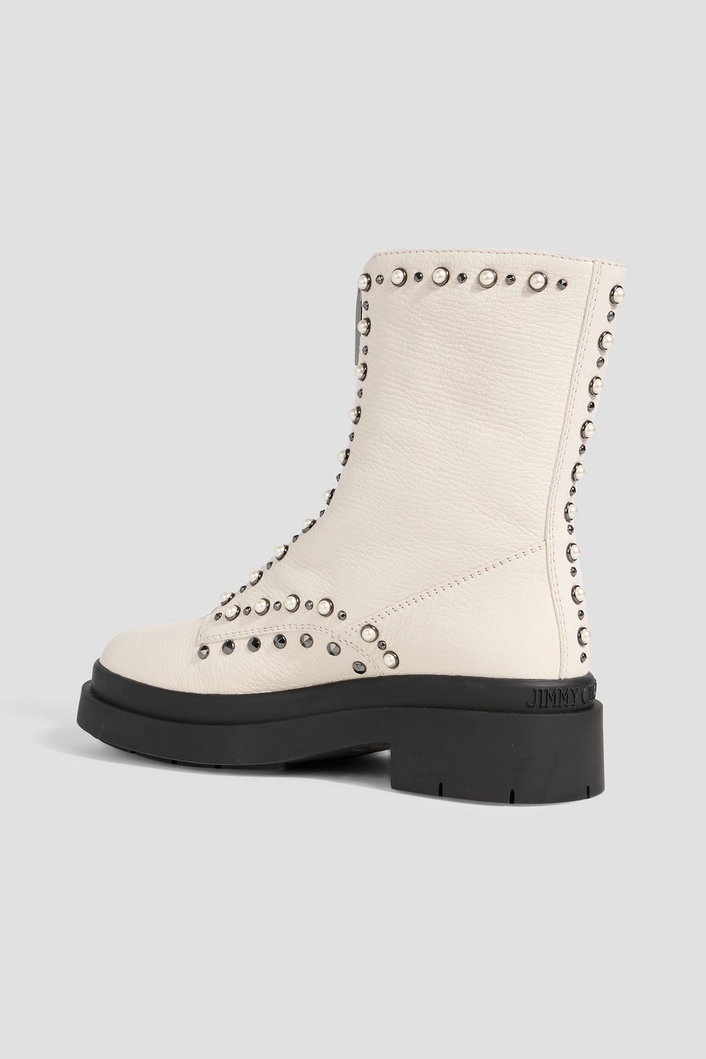 JIMMY CHOO Nola embellished pebbled-leather combat boots