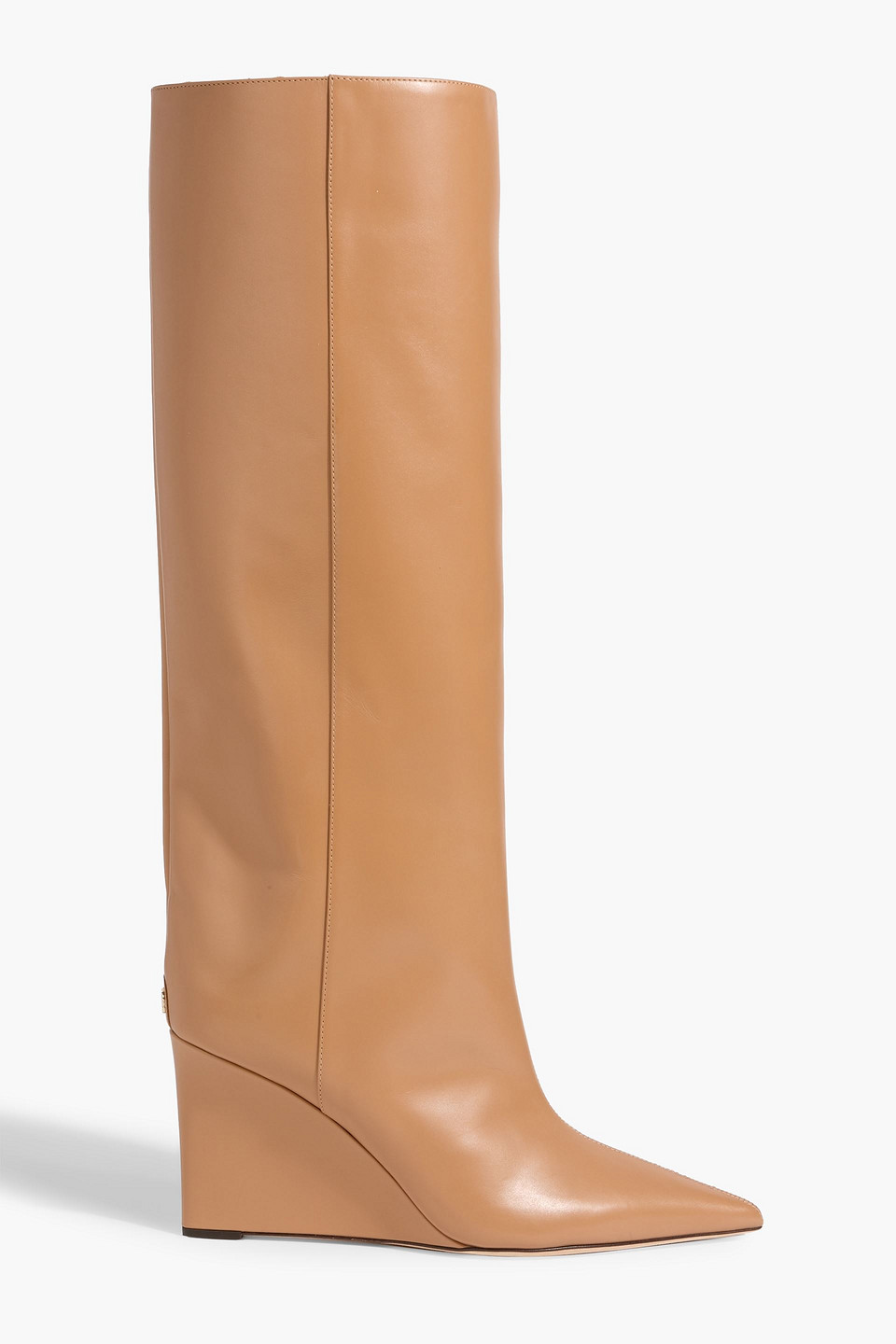 Jimmy Choo Blake 85 Leather Wedge Knee Boots In Nude