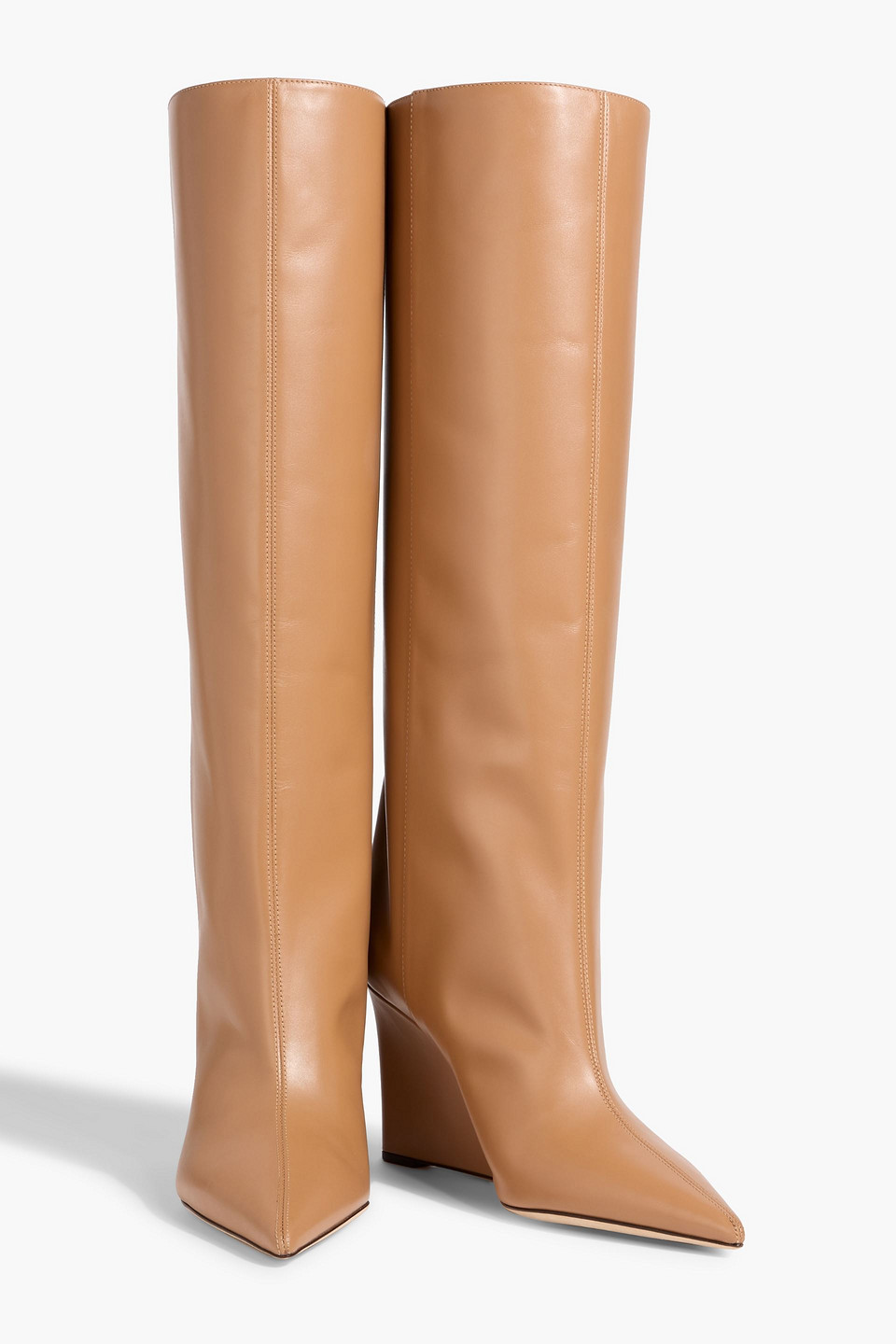 Jimmy Choo Blake 85 Leather Wedge Knee Boots In Nude