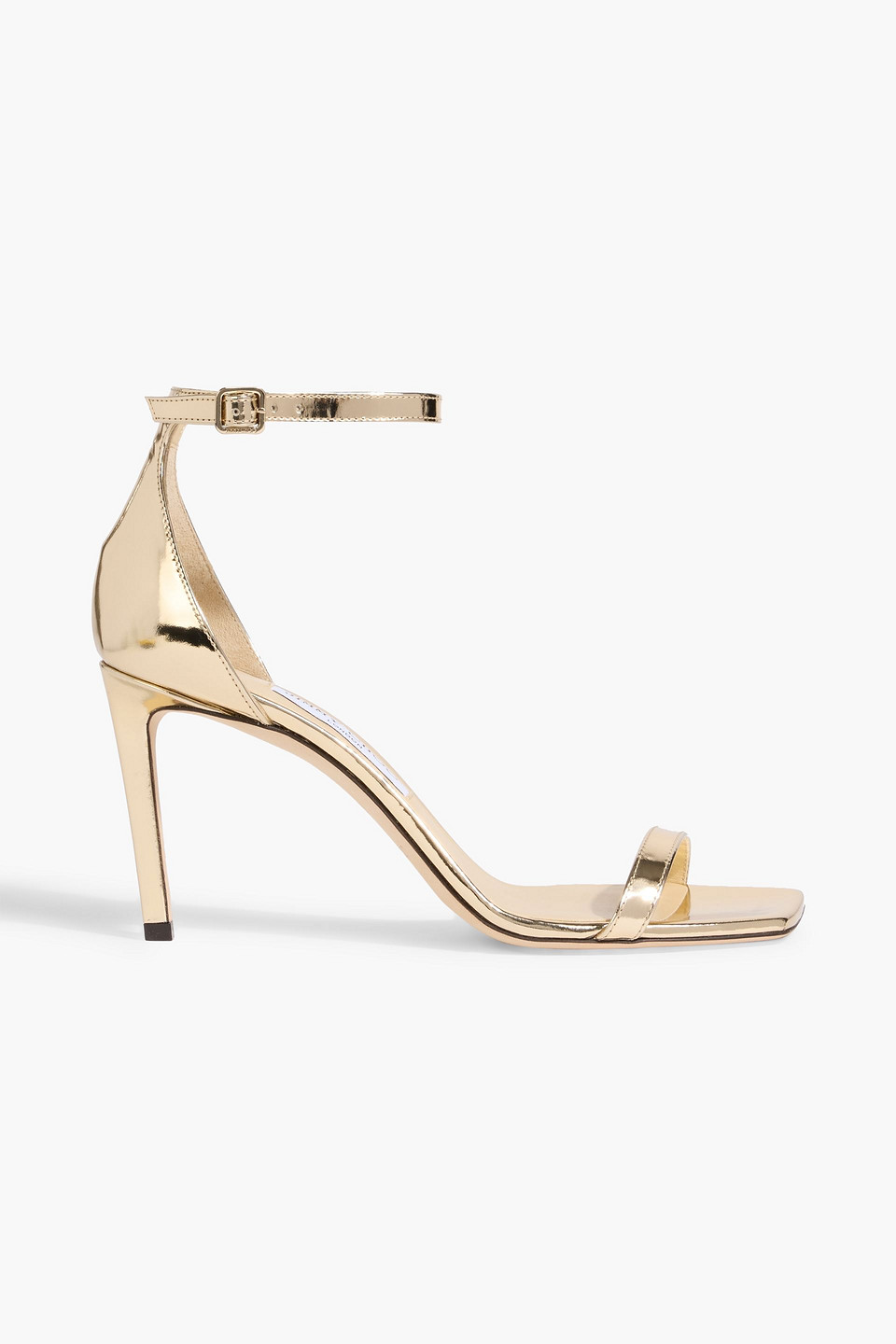 Jimmy Choo Alva 85 Mirrored-leather Sandals In Gold