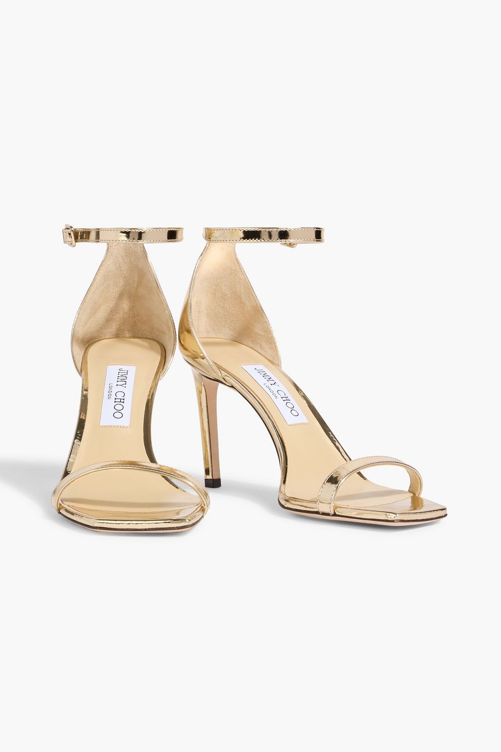 JIMMY CHOO Alva 85 mirrored-leather sandals