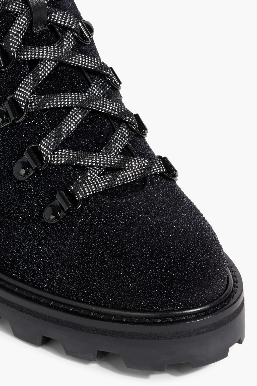 JIMMY CHOO Eshe 65 embellished metallic suede combat boots
