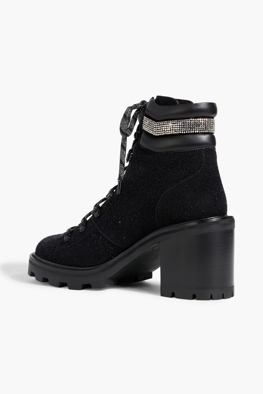 JIMMY CHOO Eshe 65 embellished metallic suede combat boots