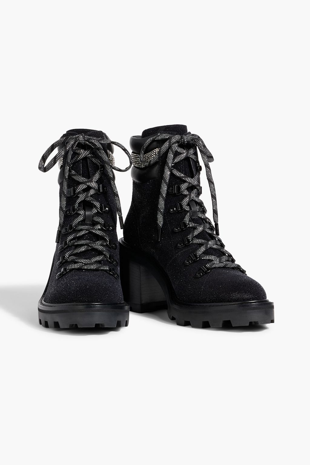 JIMMY CHOO Eshe 65 embellished metallic suede combat boots
