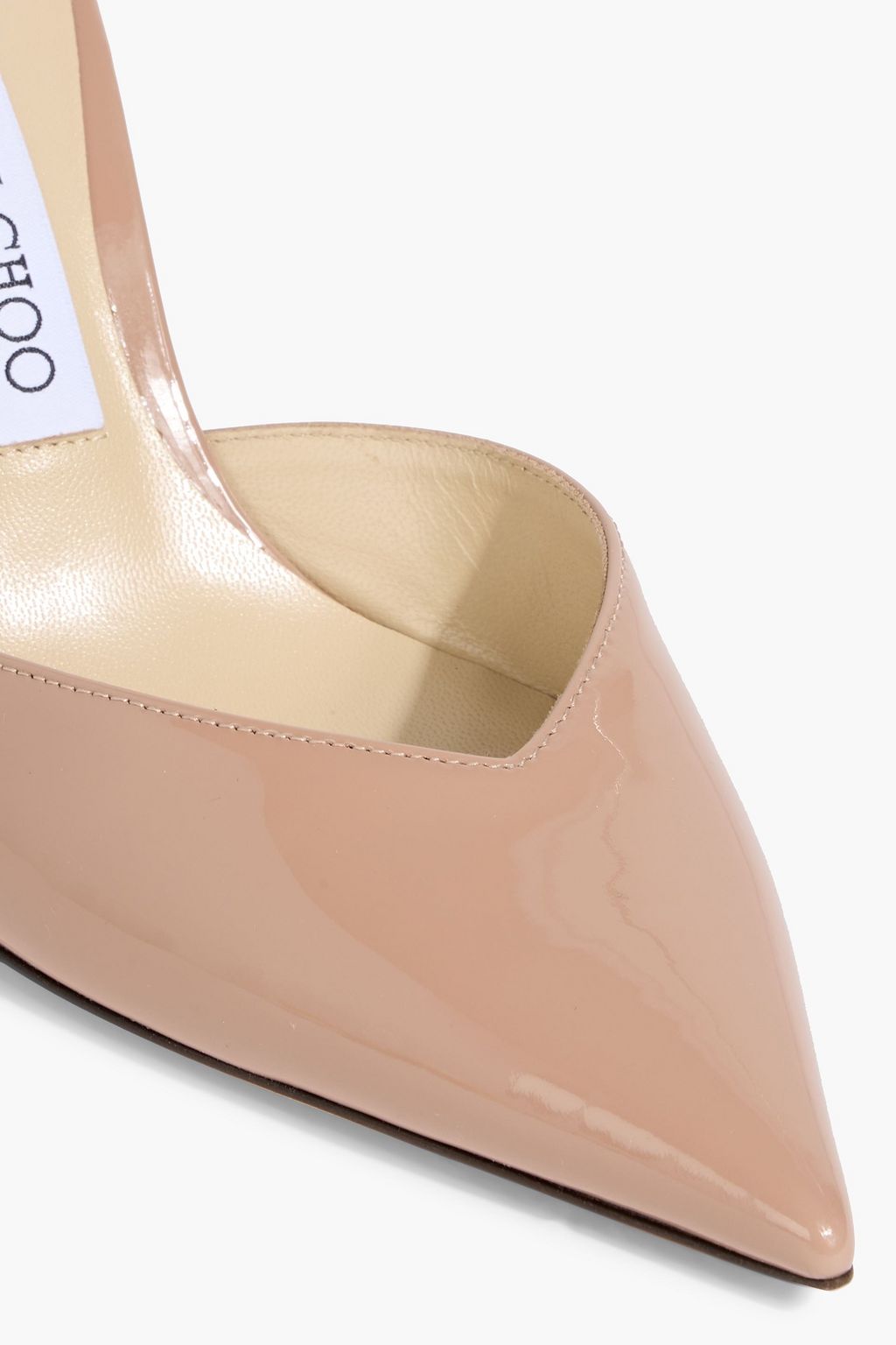 JIMMY CHOO Saeda 85 crystal-embellished patent-leather pumps
