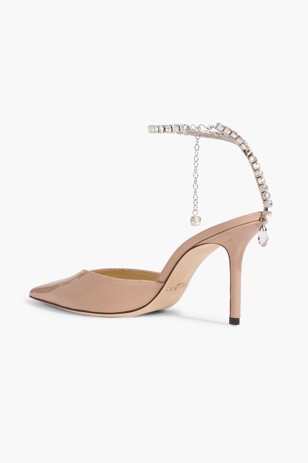 JIMMY CHOO Saeda 85 crystal-embellished patent-leather pumps