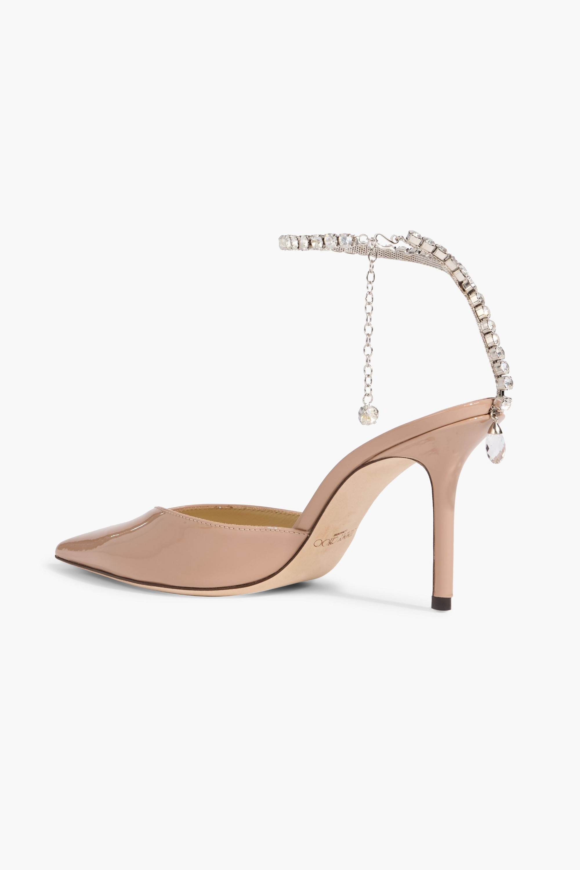 JIMMY CHOO Saeda 85 crystal-embellished patent-leather pumps