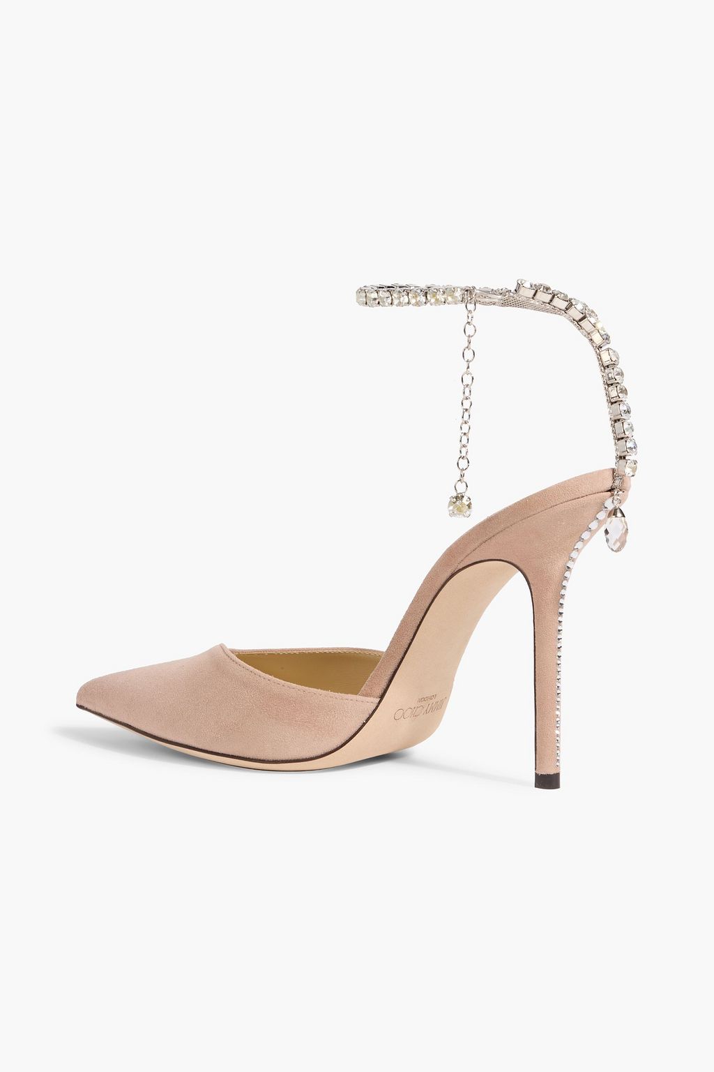JIMMY CHOO Saeda 100 crystal-embellished suede pumps