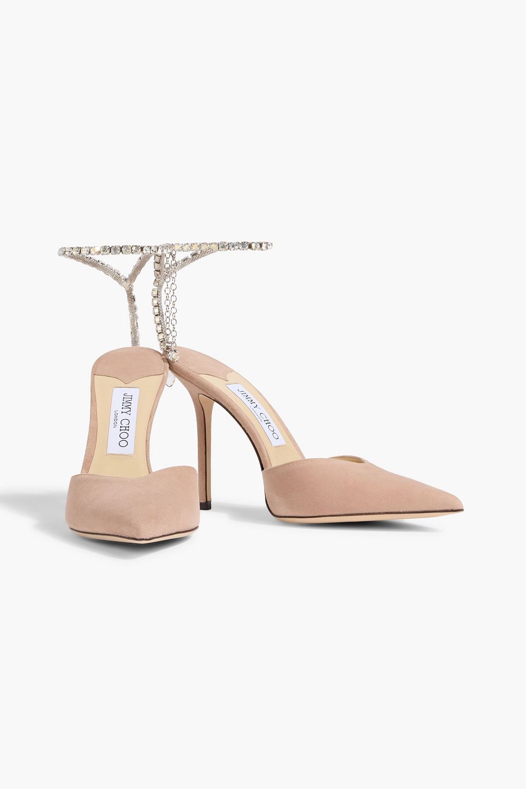JIMMY CHOO Saeda 100 crystal-embellished suede pumps