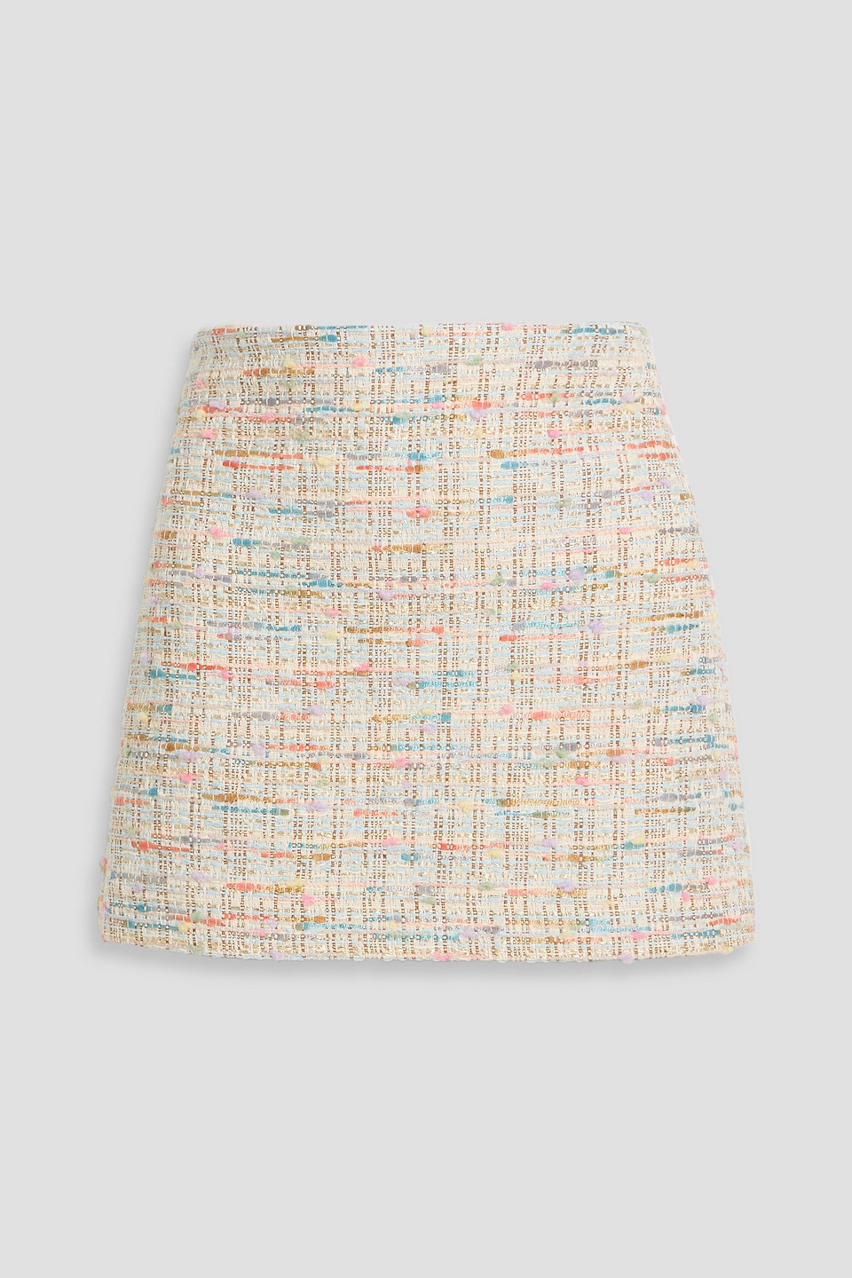 Alice And Olivia Riley Metallic Cotton-blend Tweed Mini Skirt In Neutral