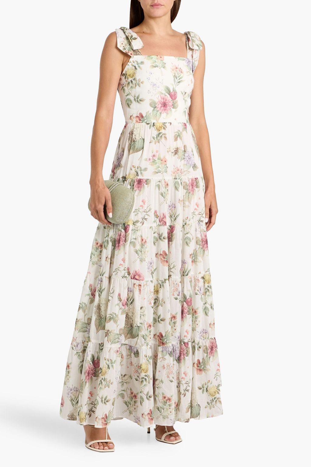ALICE + OLIVIA Monnie tiered floral-print cotton-voile maxi dress | THE  OUTNET