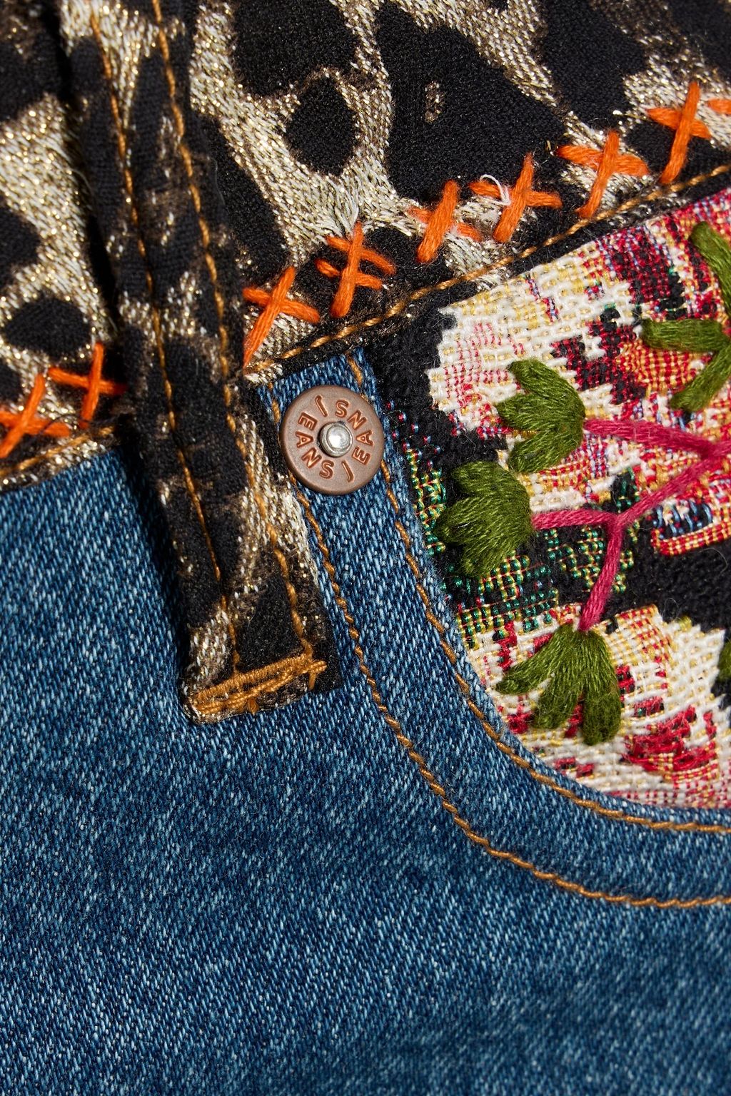 ALICE + OLIVIA Nala embroidered jacquard and denim maxi skirt