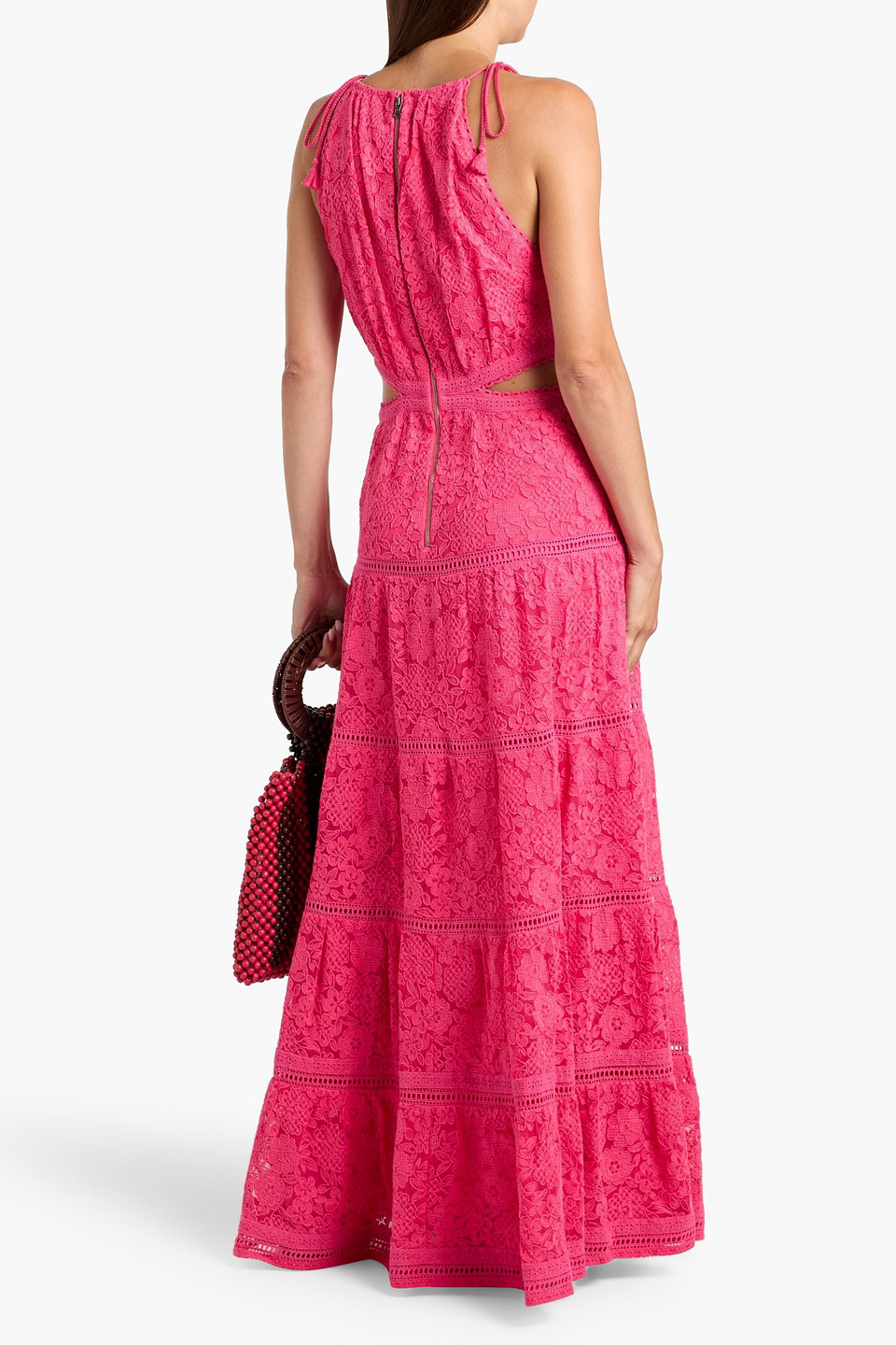 Alice And Olivia Myrtice Cutout Guipure Lace Maxi Dress In Pink