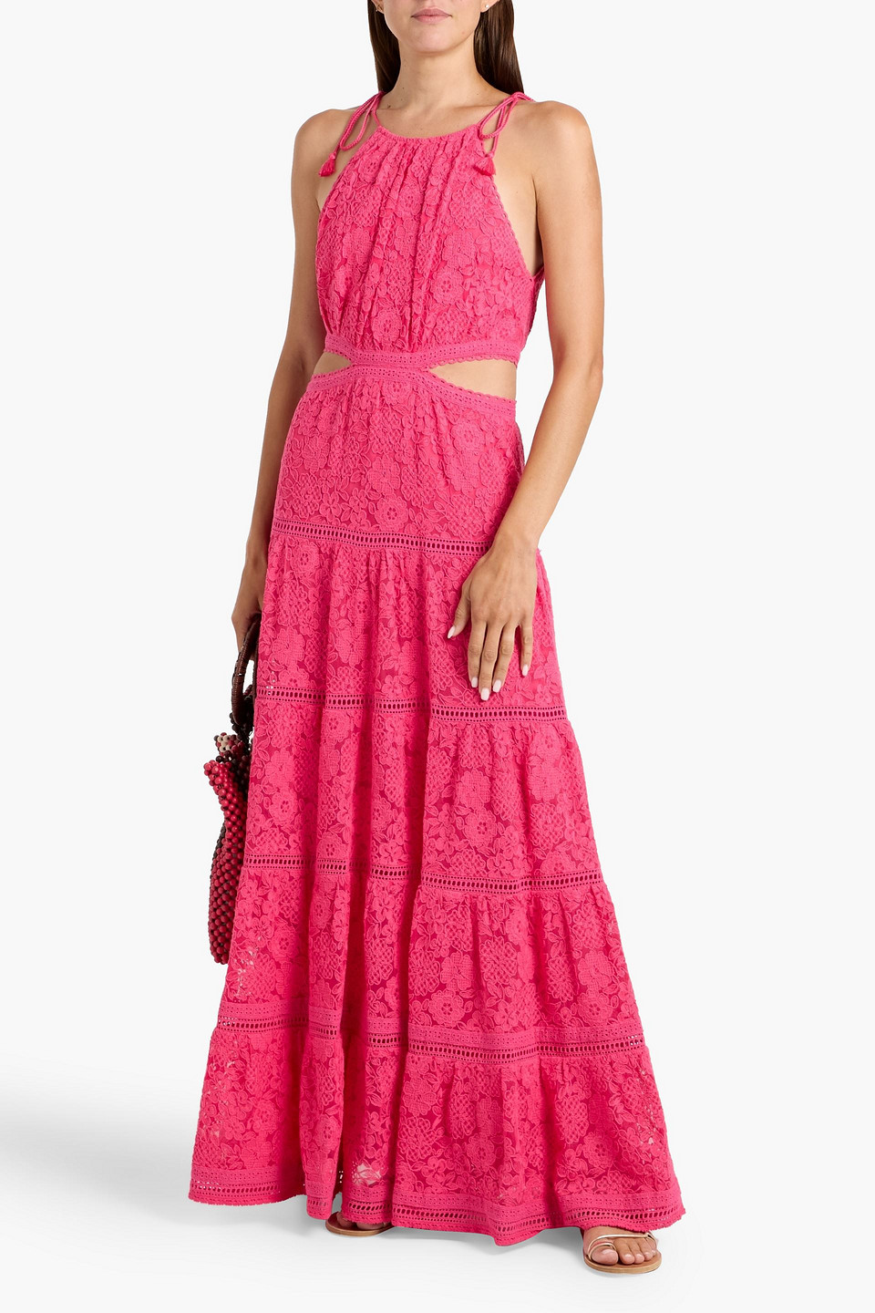Alice And Olivia Myrtice Cutout Guipure Lace Maxi Dress In Pink