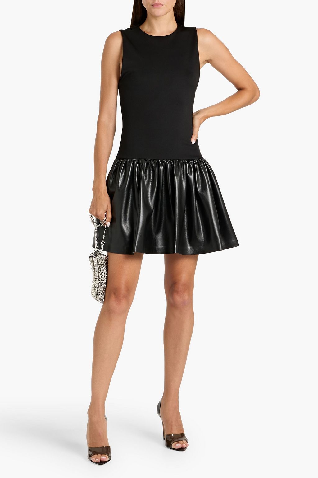 ALICE + OLIVIA Ella fluted jersey-paneled mini dress