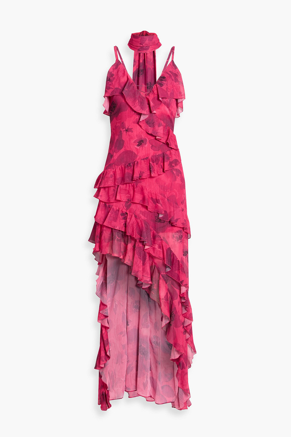 alice olivia - nelia ruffled floral-print georgette dress - pink - us 2