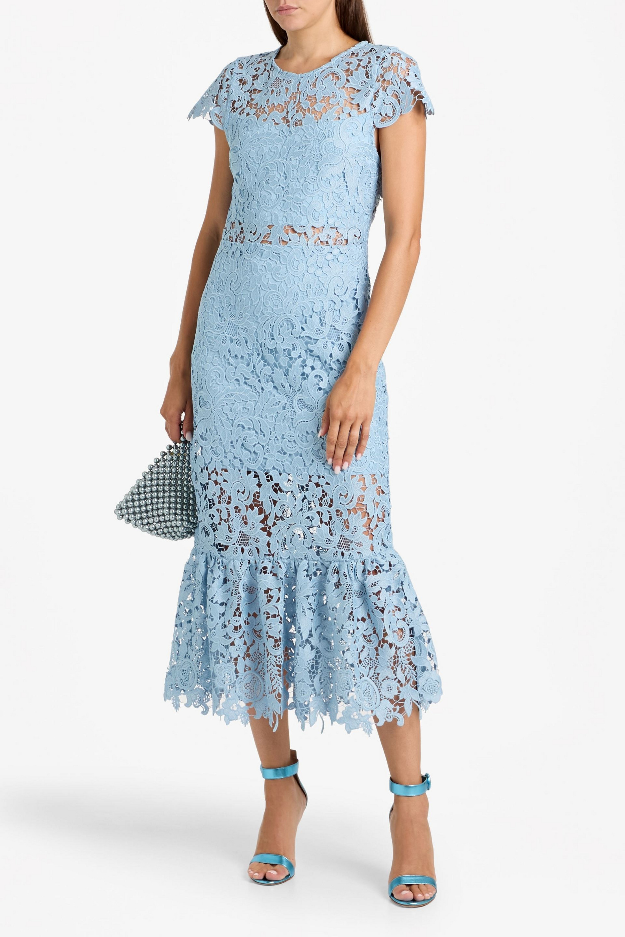 alice + olivia Clover open-back guipure lace midi dress