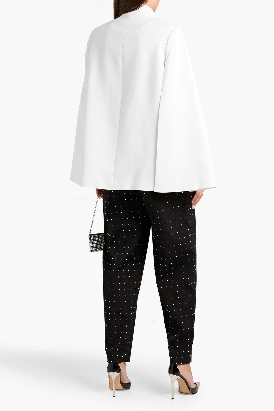 Alice And Olivia Phillipa Bow-detailed Crepe Cape In White
