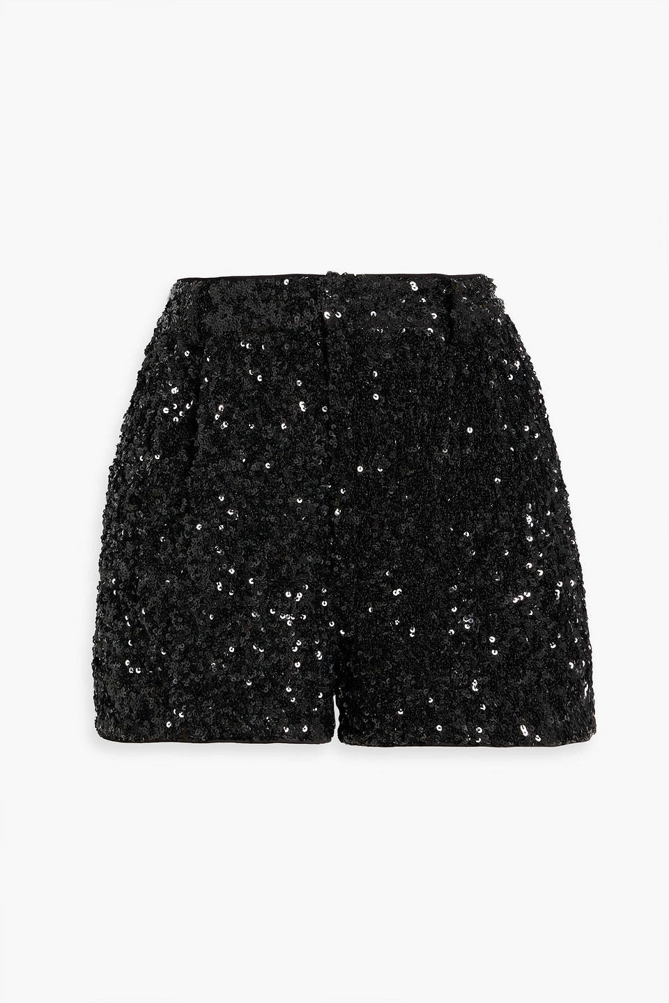 Alice And Olivia Conry Sequined Tulle Shorts In Black