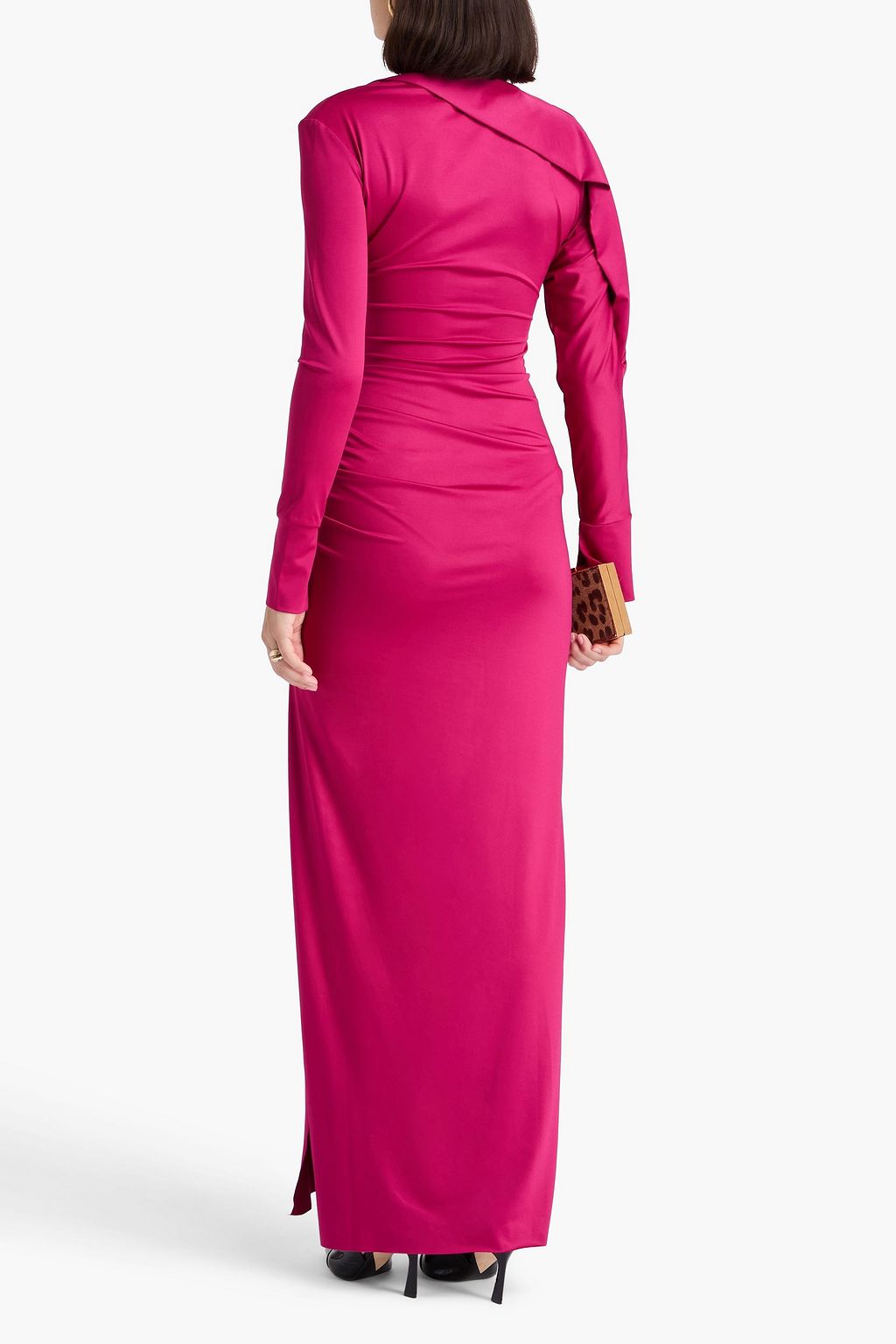 VICTORIA BECKHAM ストレッチジャージー マキシワンピース アシンメトリー ルーシュ入り