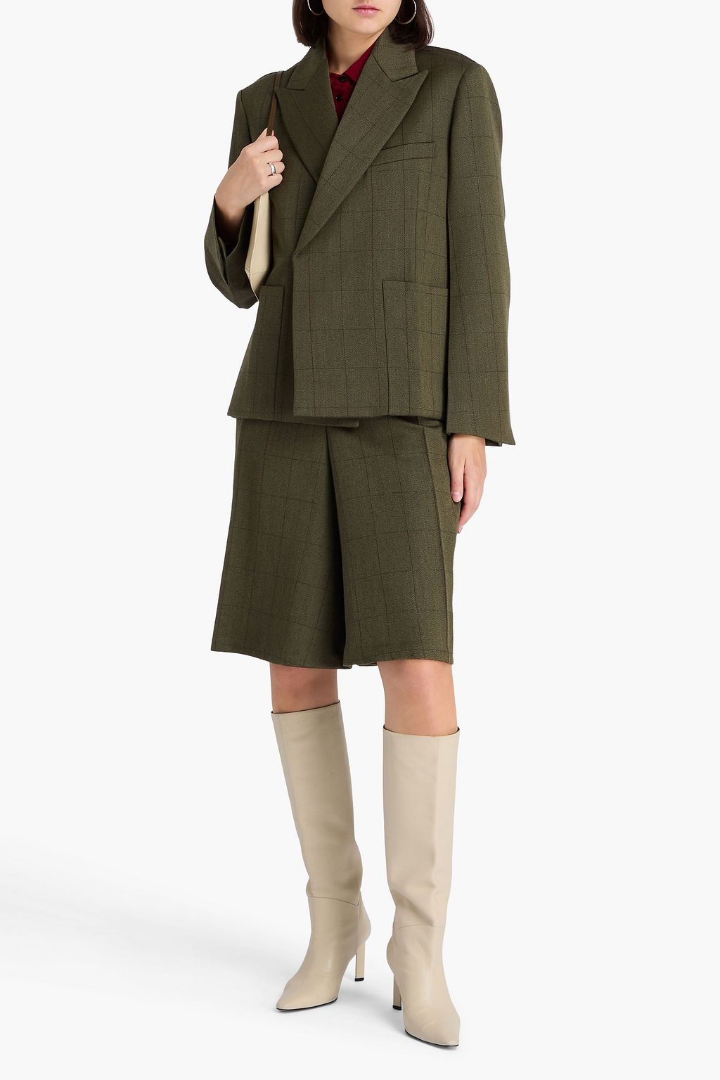 VICTORIA BECKHAM Checked wool-twill blazer