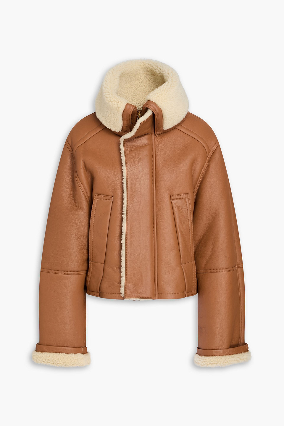 victoria beckham - shearling jacket - brown - uk 12