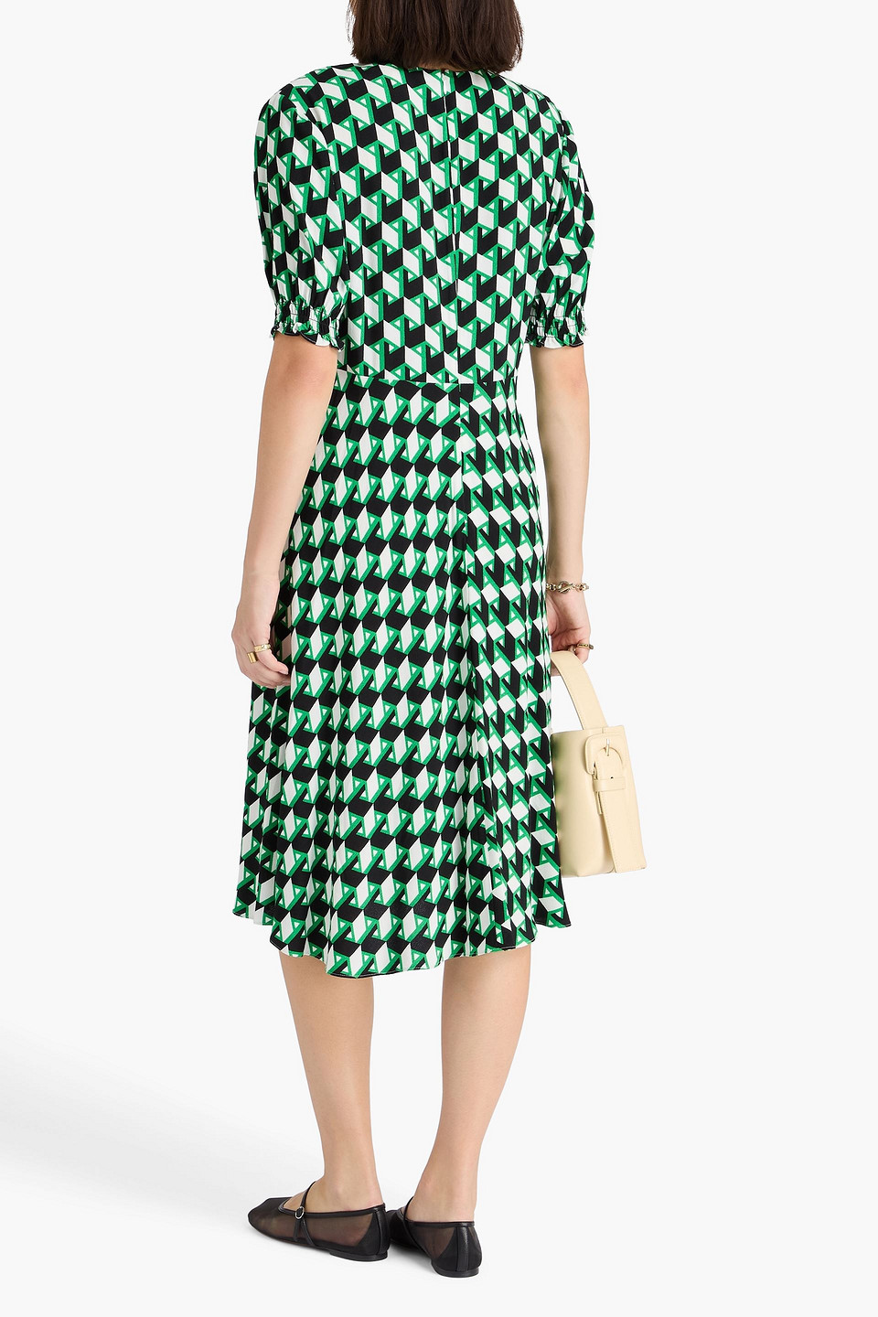 Diane Von Furstenberg Jemma Printed Crepe Midi Dress In Green