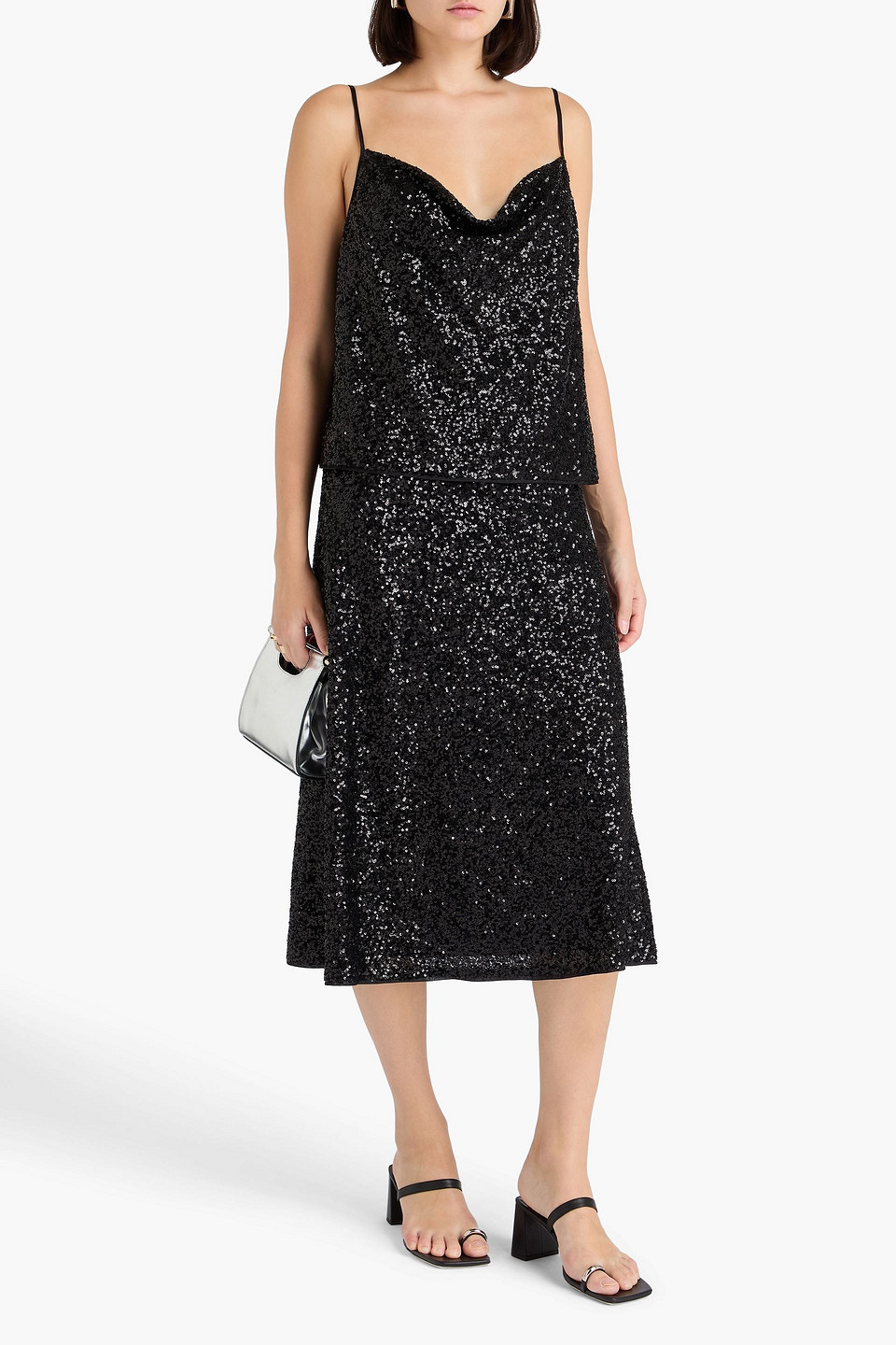 Diane Von Furstenberg Berlin Sequined Tulle Camisole In Black
