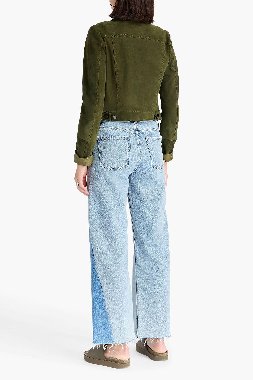 FRAME Le Baggy Palazzo two-tone high-rise wide-leg jeans