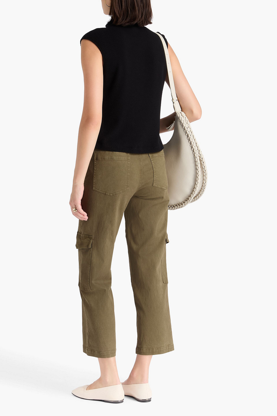Frame The Station Cropped Twill Cargo Pants In Green