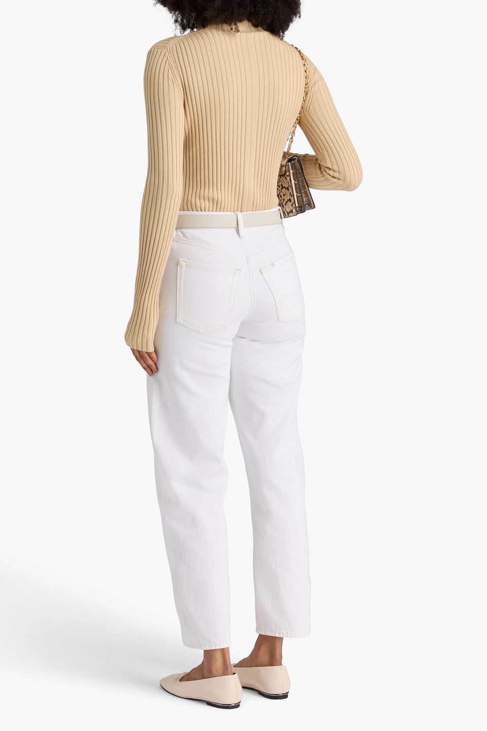 Frame Mid-rise Barrel-leg Jeans In White
