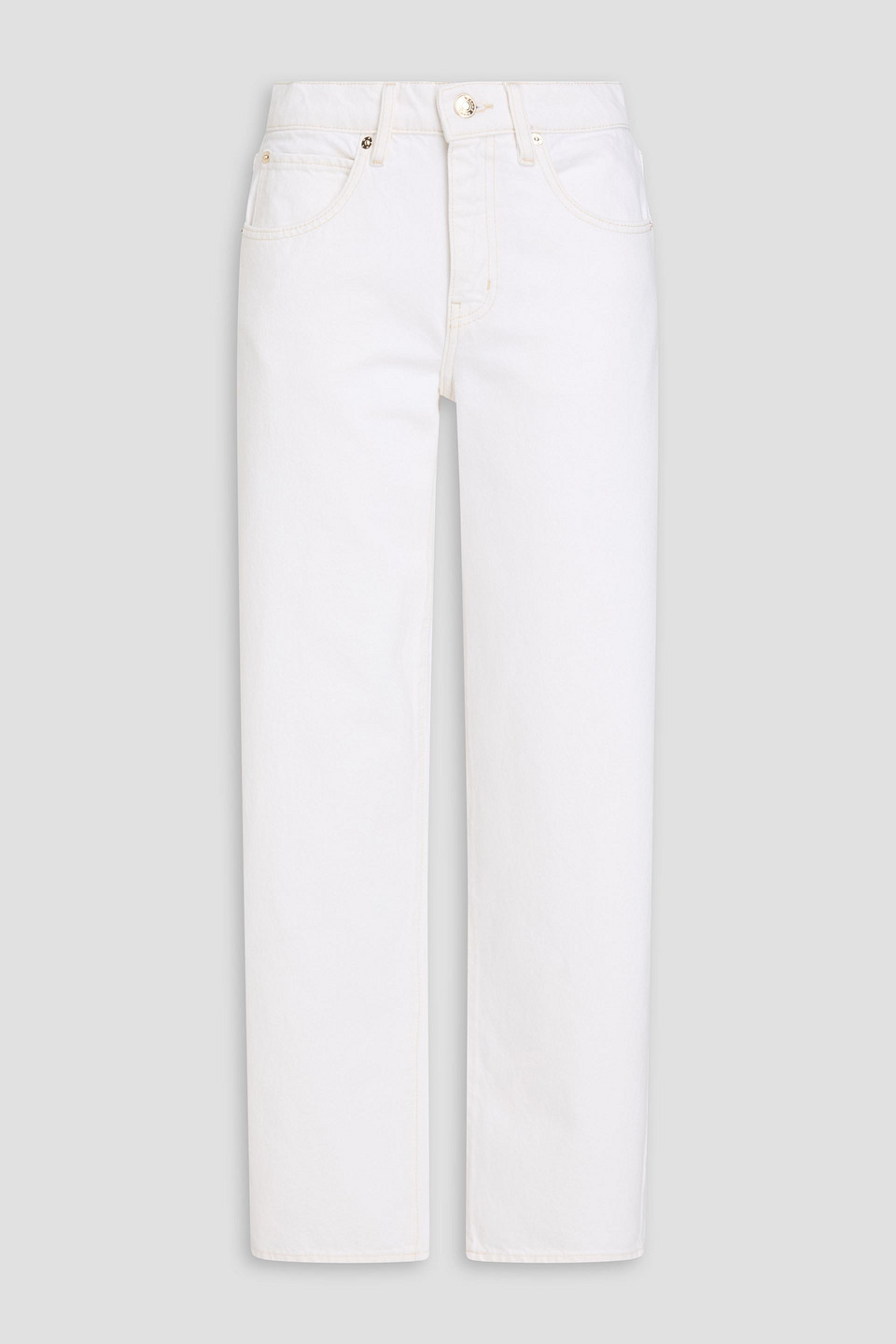 Frame Mid-rise Barrel-leg Jeans In White