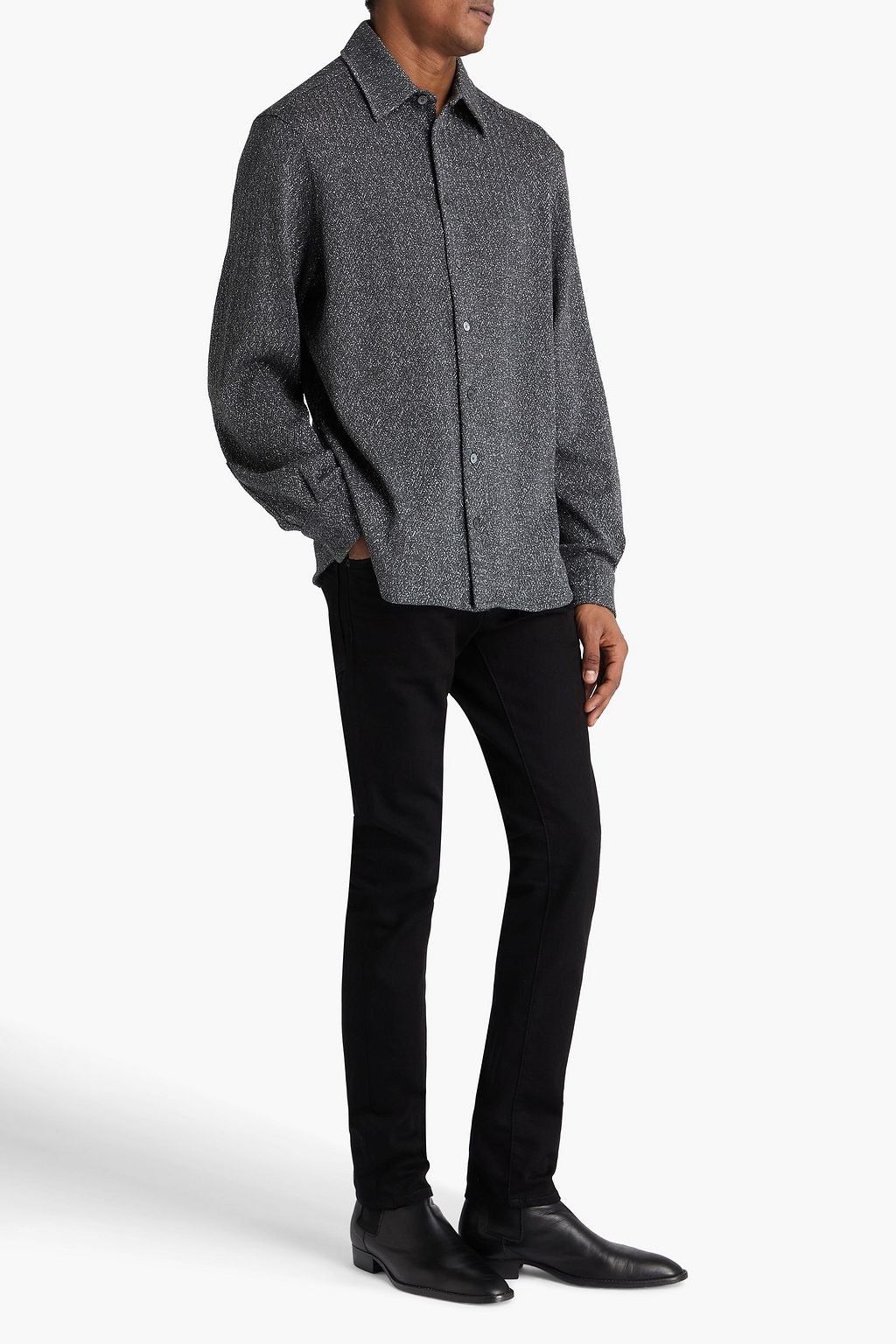 MISSONI Metallic crochet-knit cotton-blend shirt